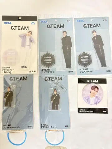 &TEAM 아크릴 스탠드 FUMA 클리어 키체인 캔뱃지 6개 세트