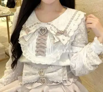 LIZ LISA 스캘럽 리본 카라 리브 상의