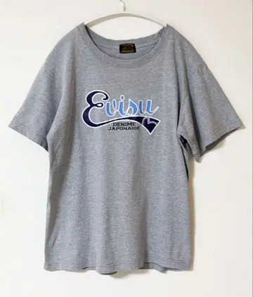 EVISU 커스텀 메이드 영문 로고 프린트 갈매기 T셔츠 그레이