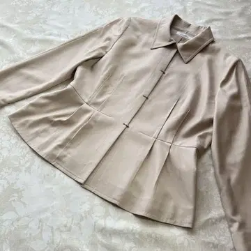 레리안 베이지 실크 혼방 백 오픈 자켓