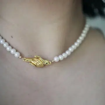 새상품 악수 마그넷 목걸이 6mm 수지 펄 목걸이