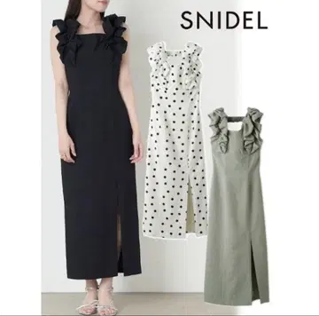 SNIDEL 벌룬 프릴 슬리브 I라인 원피스