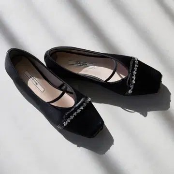 Mary Jane Crystal Ribbon Satin Flats