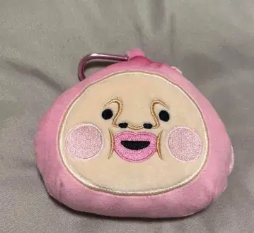 봉제 인형 카라비너 포함 핑크 얼굴