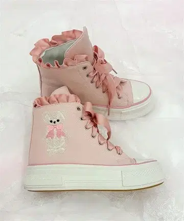 axes femme kawaii 택 포함 새상품 곰돌이 자수 스니커즈