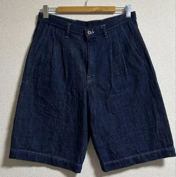 MANER 머넬 2턱 데님 와이드 숏팬츠