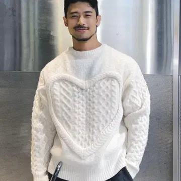 NKNIT 케이블 2WAY 하트 니트 화이트