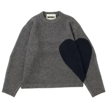 NKNIT pattern KNIT 그레이 x 네이비 하트 패턴 니트