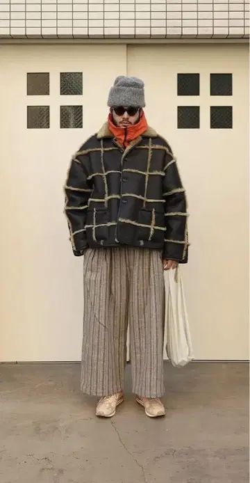 CAWLEY Avis check sheepskin jacket