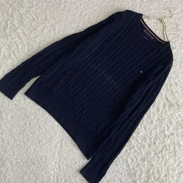 TOMMY HILFIGER 원포인트 니트 네이비 L 깔끔 고급