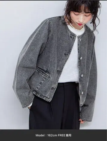 칠파 Chillfar 노카라 컴팩트 데님 재킷