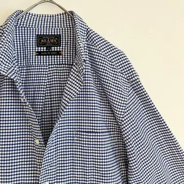 [레어 깅엄 체크 XL 착용감 적은 미품] BEAMS+ 버튼다운 셔츠