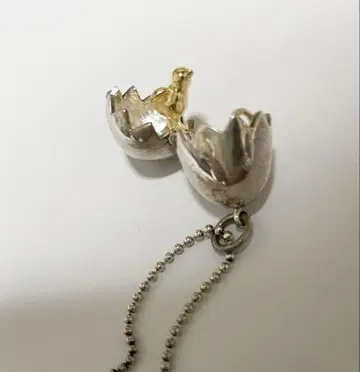 새 모티브 달걀형 로켓 펜던트 목걸이 실버 925 미사용