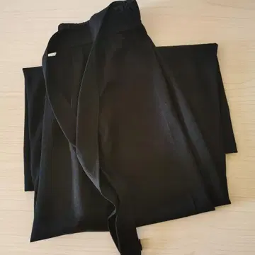 캐주얼 와이드 팬츠 블랙 무지 패턴 얇은 소재 마터니티 허리밴딩 끈 리본