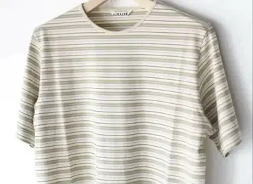 AURALEE HARD TWIST COTTON BORDER TEE