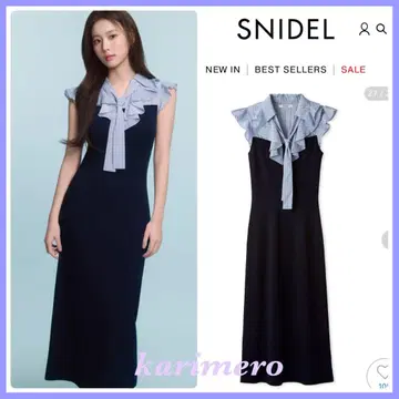 신상 새상품 SNIDEL Sustainable 프릴 칼라 도킹 원피스