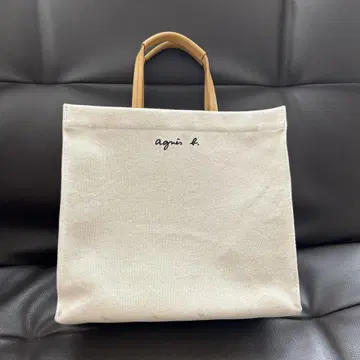 아녜스베 스퀘어 토트 아이보리 백