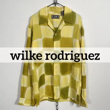 홍콩제 90s wilke rodriguez 오픈 카라 타이다이 시어 셔츠