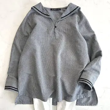 써니클라우드 하운드투스 체크 세일러 상의 면 린넨 3L 빅 사이즈 린넨