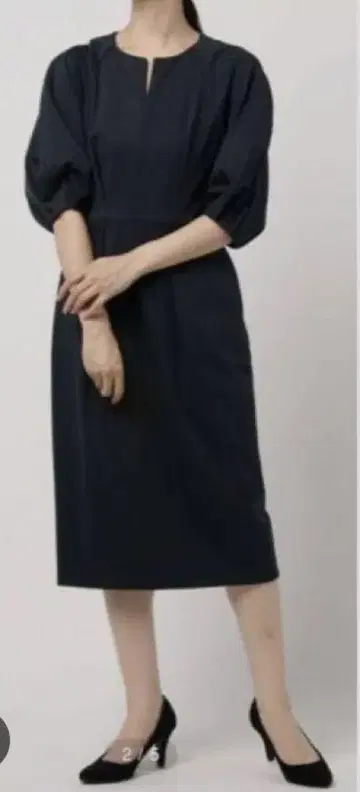 ANAYI 트리아세테이트 분또 턱 원피스