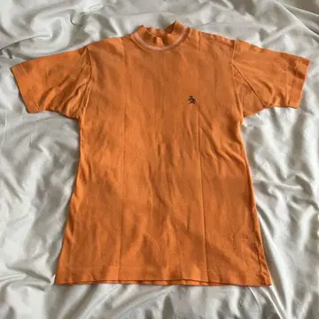 [ MUNSINGWEAR ] 모크넥 반팔 T셔츠 쇼와 레트로 오렌지 자수
