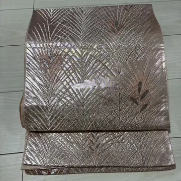 핑크 잎 무늬 후쿠로 오비 미사용