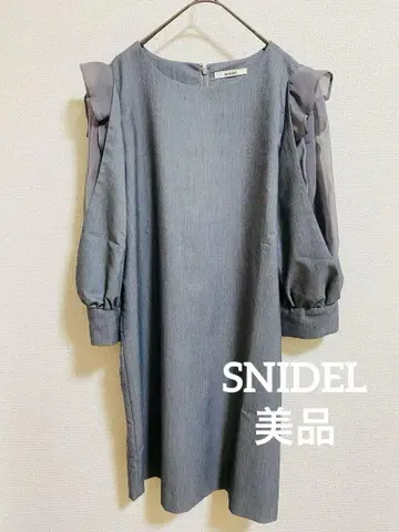 [새상품급] snidel 더블 쉬폰 숄더 원피스 그레이
