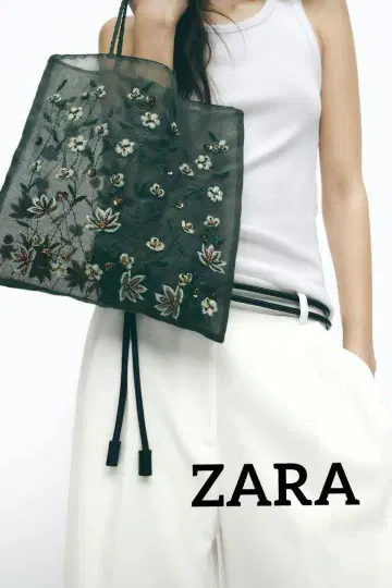 완판템 ZARA 자수 토트백