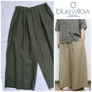 blue willow 블루 윌로우 린넨 평직 와이드 팬츠