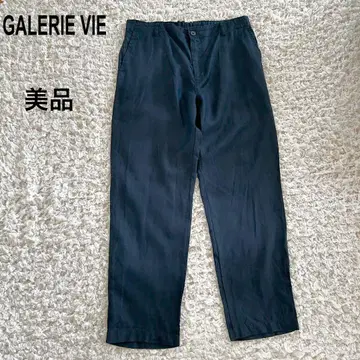 새상품급 GALERIE VIE 코튼 린넨 스트레이트 팬츠 네이비 린넨