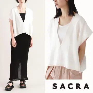 [SACRA] 사쿠라 린넨 베스트 크롭 탑 V넥 유나이티드 구매