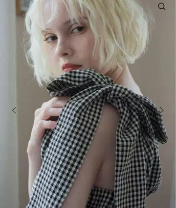 RANCLIC 2way ribbon peplum top GINGHAM