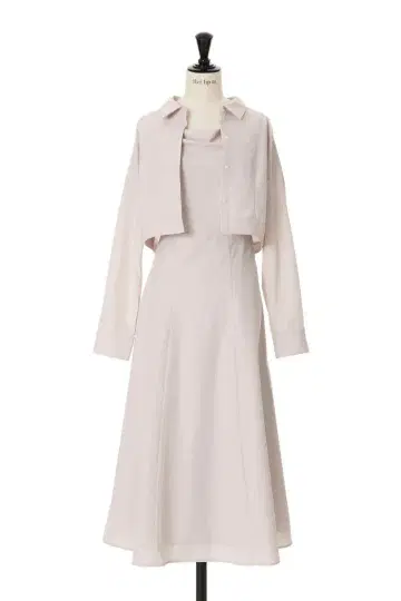 Draped Shirt Dress Set rose beige