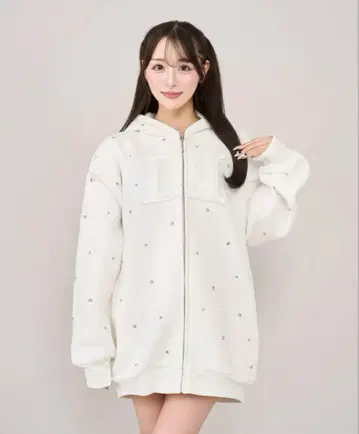 Darich 다리치 DD 로고 비쥬 지퍼 후드티 화이트