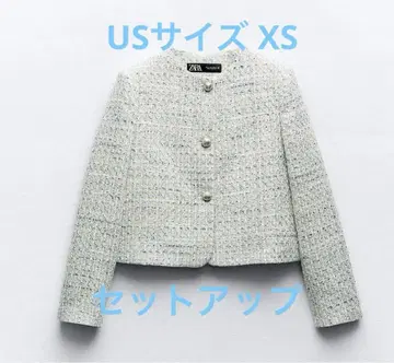 ZARA 트위드 셋업 노카라 큐롯 미니 US 사이즈