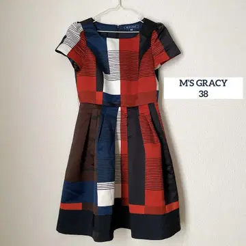 엠즈 그레이시 M'S GRACY 트리콜로 컬러 플레어 원피스 38