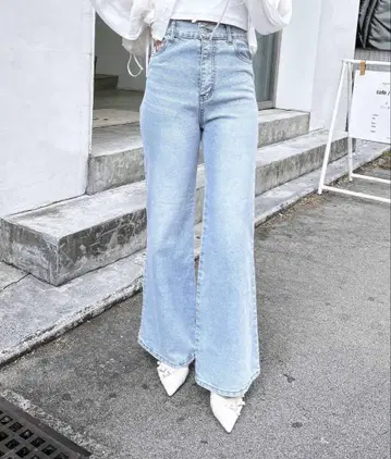 INGNI 플레어 데님 팬츠 M 라이트 블루