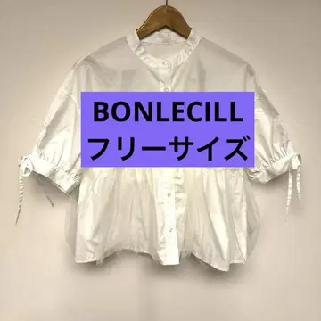 여성용 BONLECILL 화이트 반팔 레이스 절개 셔츠 소매 리본