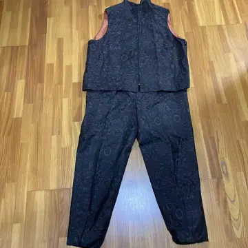 여성용 일본풍 패턴 베스트 팬츠 셋업 XL