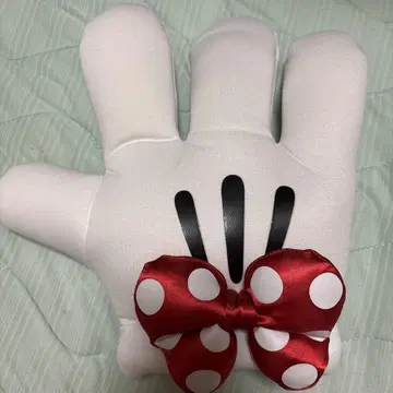 미키 손 모양 모자 빨간색 리본 포함