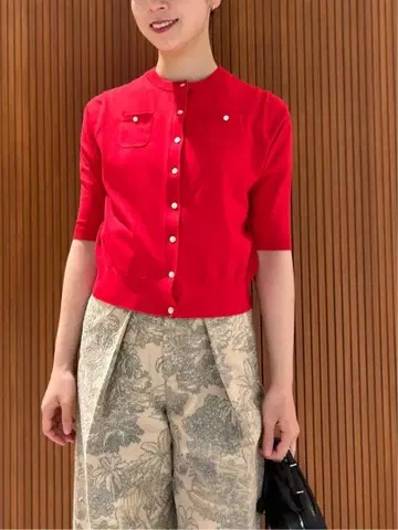 CABaN 파인 폴리에스테르 하프 슬리브 포켓 가디건