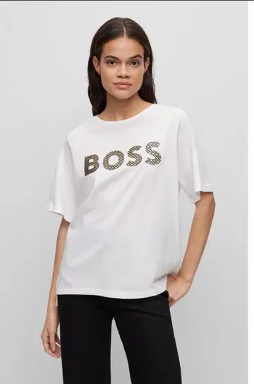BOSS 모노그램 필 로고 오버사이즈 핏 오가닉 티셔츠