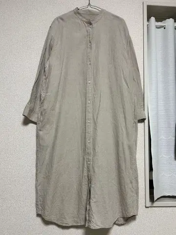 무인양품 린넨 긴팔 셔츠 원피스 M/L 베이지