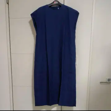 무인양품 헴프 워싱 프렌치 슬리브 원피스 블루 L