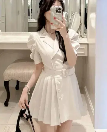 벨트 자켓풍 퍼프 슬리브 미니 원피스 GRL L