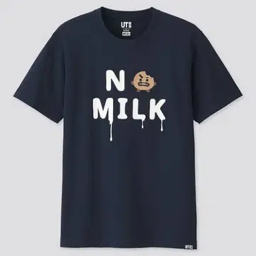 유니클로 콜라보 BT21 SHOOKY NO MILK 티셔츠 네이비