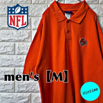 AM36 [ NFL ] 자수 로고 피케 셔츠 [ 남성용 M ] 오렌지
