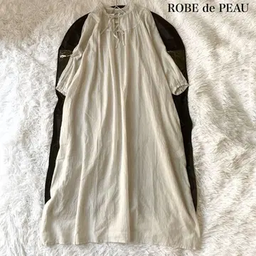 ROBE de PEAU 코튼 실크 프론트 리본 롱 원피스