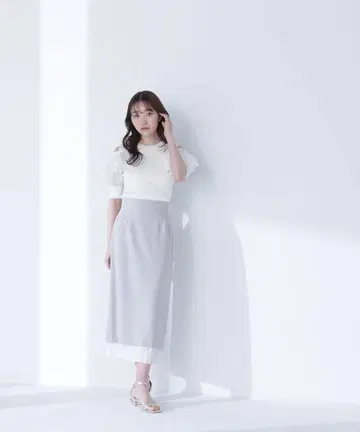 NATURAL BEAUTY BASIC 레이어드 플리츠 내로우 스커트