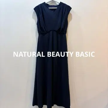 NATURAL BEAUTY BASIC V넥 롱 원피스 네이비